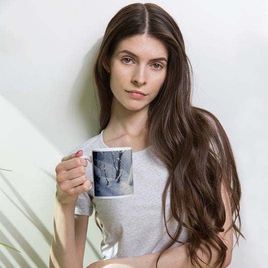 White Fox in Snow White glossy mug